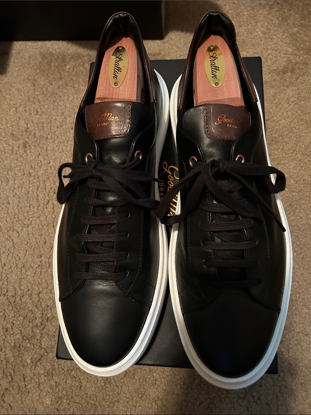 Good Man Brand Black Leather Sneakers with White Sole